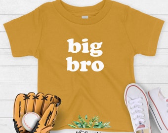 Big Bro t shirt/ Big brother Pregnancy announcement/ new baby reveal top/ Personalized /  Big brother to be shirt/ Mustard Tee