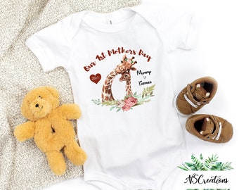 Our first Mothers Day Bodysuit/ Happy Mother's Day/1st  Mothers day gift from baby/ pregnancy/ new mum outfit/ mummy and me/Giraffe  animal