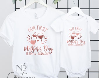 Our first Mother's Day 2024/ Matching outfits / Personalised Mother's Day/ 1st Mother's day gift/ Mummy and me tshirts/Mothers Day Gift 1