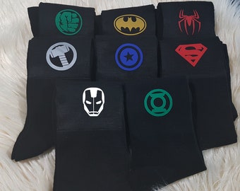 Super Hero Socks/ Gifts for Groom/ Groommade superhero Socks/ wedding socks/ personalised groomsman gifts #3 COLORED VINYL