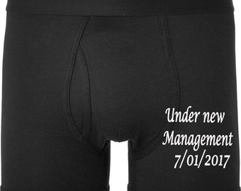 Personalised Under New Management with Date Wedding Boxer Shorts XNBS076 