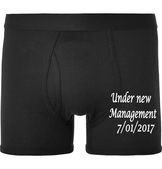 Under new management Underwear /Wedding Underwear / Anniversary Underwear /  Personalised Premium Boxer Shorts / Custom Underwear