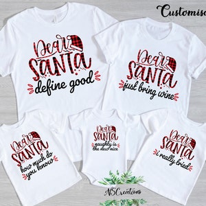 Matching family Christmas T-Shirts/ DEAR SANTA /Buffalo Plaid shirts/ Christmas pyjamas pjs pajamas/ Funny Family outfit/ Christmas Gift