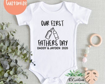 Our first Fathers Day Bodysuit/ Drinking buddies pint beer / Happy Fathers Day/1st  Fathers day gift from baby/ new dad/ daddy and me 2023