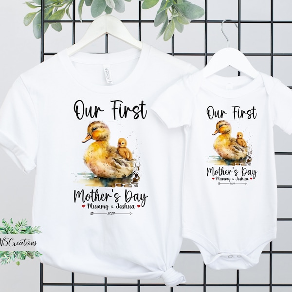 Our First Mothers day 2024/ matching tshirts/ Mummy and me outfits / Personalised shirt/ Custom Mother's day gift/ Mum and baby gift/ DUCK