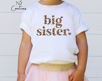 Big sister T-shirt/ Leopard print big Sister shirt/ Big sister announcement/Big sister Pregnancy announcement/ I'm going to be a big sister