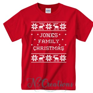 Christmas Custom Surname Family Christmas T-Shirts/  Christmas Shirts/ Santa claws/ Santa Claus/ Matching sweater Christmas jumper Gift