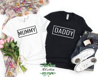 Mummy Daddy matching shirts/ Pregnancy Announcement/ Baby reveal/Family matching shirts/ new dad new mum/ Baby shower gift/ anniversary