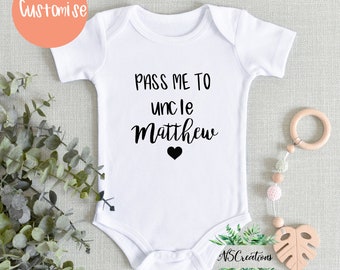 Pass me to my uncle custom bodysuit/Uncle Pregnancy announcement bodysuit/ new uncle baby shirt/BABY SHOWER GIFT/ personalised bodysuit