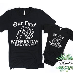 Our first Fathers Day matching Bodysuit and t shirt/ Drinking buddies pint beer/ Happy Fathers Day/ 1st  Fathers day gift from baby 1