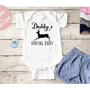 Daddy's hunting Buddy romper/ Future hunter Baby Onsie/ New Father/Pregnancy Announcement/Unique Baby reveal Gift