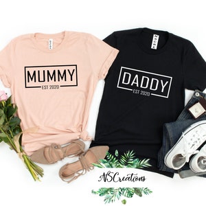 Mummy daddy matching shirts/ EST matching anniversary shirts/  Pregnancy Announcement/ Baby reveal/Family matching shirts/ baby shower gift