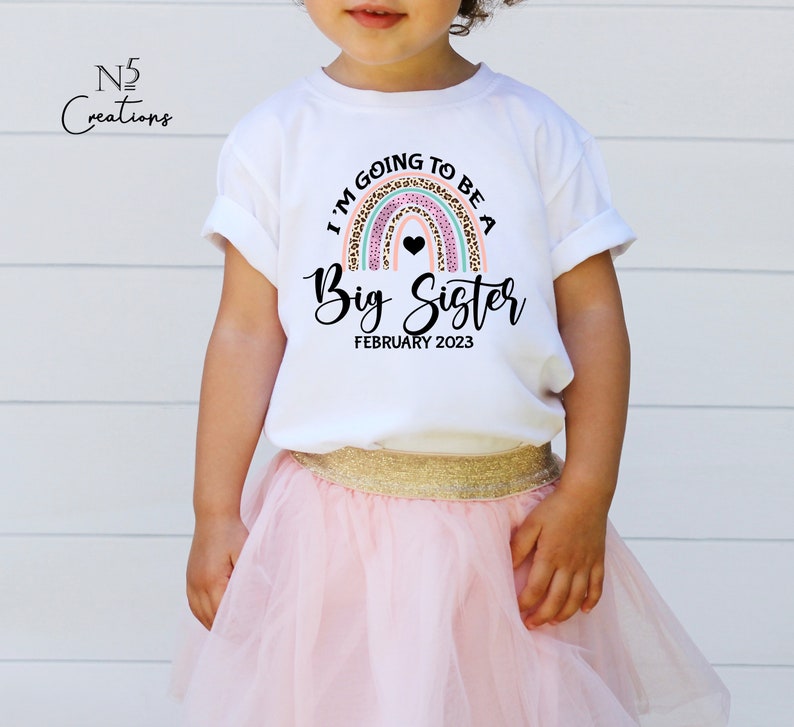 I'm going to be a Big sister tshirt/ Promoted to Big sister shirt/ big Sister/ Big sister announcement/ Pregnancy announcement/Rainbow image 1