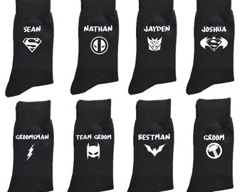 Super Hero Socks/ Gifts for Groom/ Groommade superhero Socks/ wedding socks/ personalised groomsman gifts #2