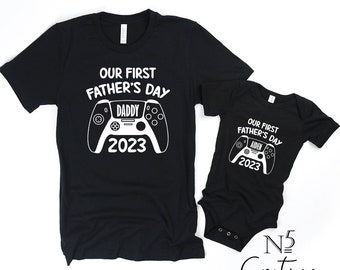 Gaming Fathers Day/ Our first Fathers Day matching Bodysuit and t shirt/ Photo shoot outfit/  1st  Fathers day gift from baby/ gamer 2023
