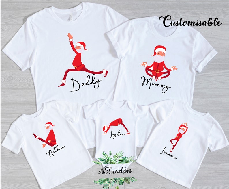 Christmas Family T-Shirts/ Yoga Christmas Shirts/ Santa claws/ Santa Claus/ Matching sweater/ Funny Christmas jumper Gift image 1