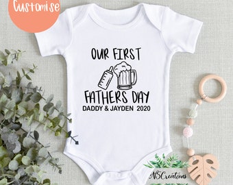 Our first Fathers Day Bodysuit/ Drinking buddies pint beer / Happy Fathers Day/1st  Fathers day gift from baby/ new dad/ daddy and me 2023