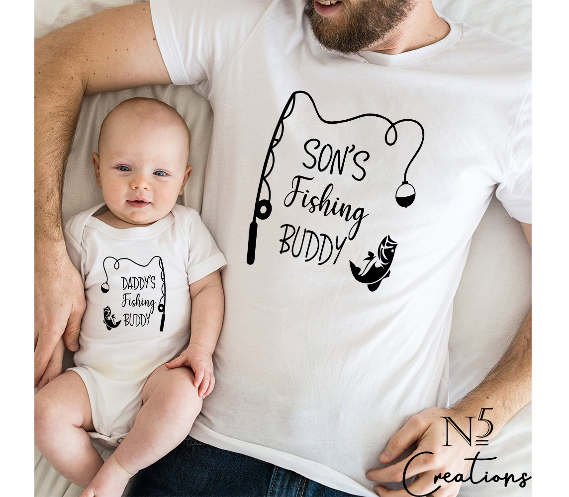 Dad and Baby Matching Shirts Fishing 