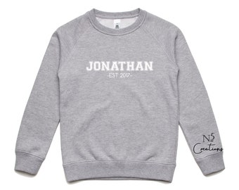 Custom Sweatshirt OR Shirt / Name Custom Text Sweatshirt / Personalized Sweatshirt / Boys Custom Crewneck / Personalized Gift / Established