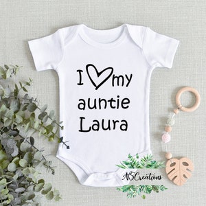 I love my auntie bodysuit/ Aunt Pregnancy announcement bodysuit/ new aunt baby shirt/BABY SHOWER GIFT/ personalized bodysuit/ aunt and baby