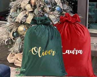 Personalised velvet christmas sack Clearance