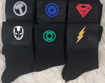 Super Hero Socks/ Gifts for Groom/ Groommade superhero Socks/ wedding socks/ personalised groomsman gifts Multi Colours