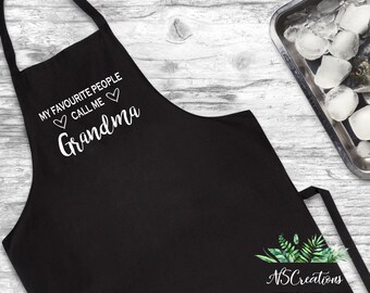 Mothers day gift/  My favourite people call me Grandma/ Chef Apron/ Gift for nana/ Birthday Gift/ Christmas Gift/Custom/ Aprons For Women