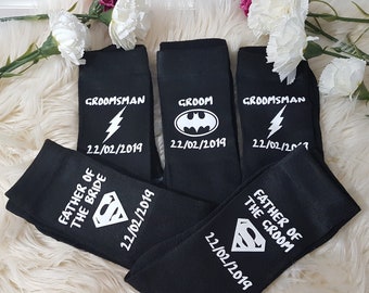 Set of 3/4/5 Super Hero Socks/ Gifts for Groom/ Groommade superhero Socks/ wedding socks/ personalised groomsman gifts #3