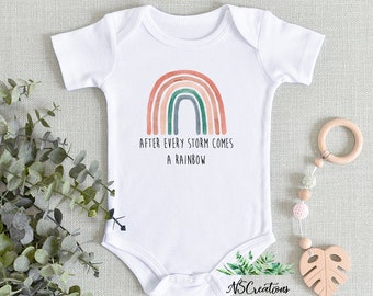 Rainbow baby Bodysuit/ After evry storm comes a Rainbow/ Baby announcement/ Baby shower gift/ Pregnancy announcement/ for new mum 014