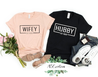Wifey Hubby shirts/ Anniversary matching shirts / Est shirts /Couples matching/  Wedding / Honeymoon/ valentines/ Birthday gift for her
