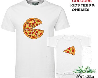 Pizza Slice matching family T shirts /Daddy & Me Outfit/ Fathers day matching shirts/ Father and son/ gift for daddy /pregnancy reveal WHITE