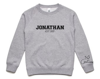 Custom Sweatshirt OR Shirt / Name Custom Text Sweatshirt / Personalized Sweatshirt / Boys Custom Crewneck / Personalized Gift / Established