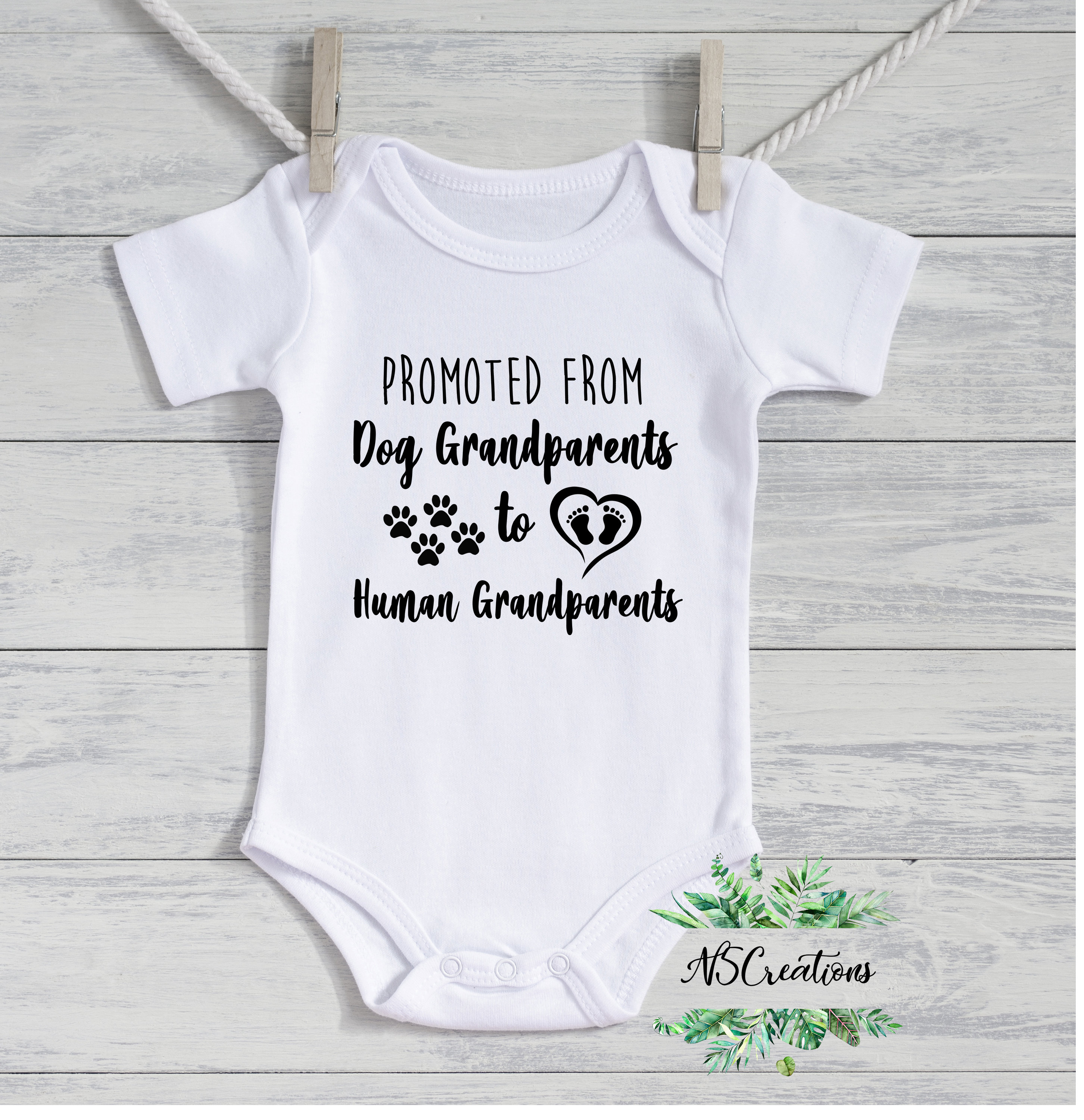 Promoted From Dog Grandparents To Human Baby Grow Vest Birth Announcement 