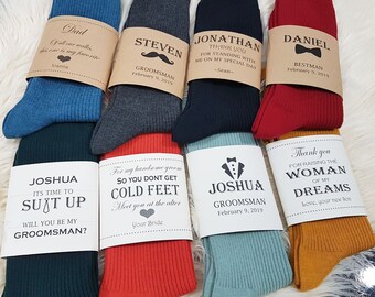 Custom Wedding Socks /Groomsmen thank you Gift/ Groomsmen Proposal/ Sock Labels/ Groomsman Gifts/ Best Man Gift/ Wedding Day gift