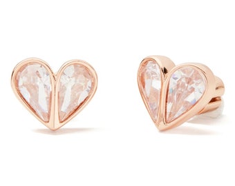14k plaqué or rose 1.00tcw champagne et Cristal Blanc création boucles d/'oreilles Créoles