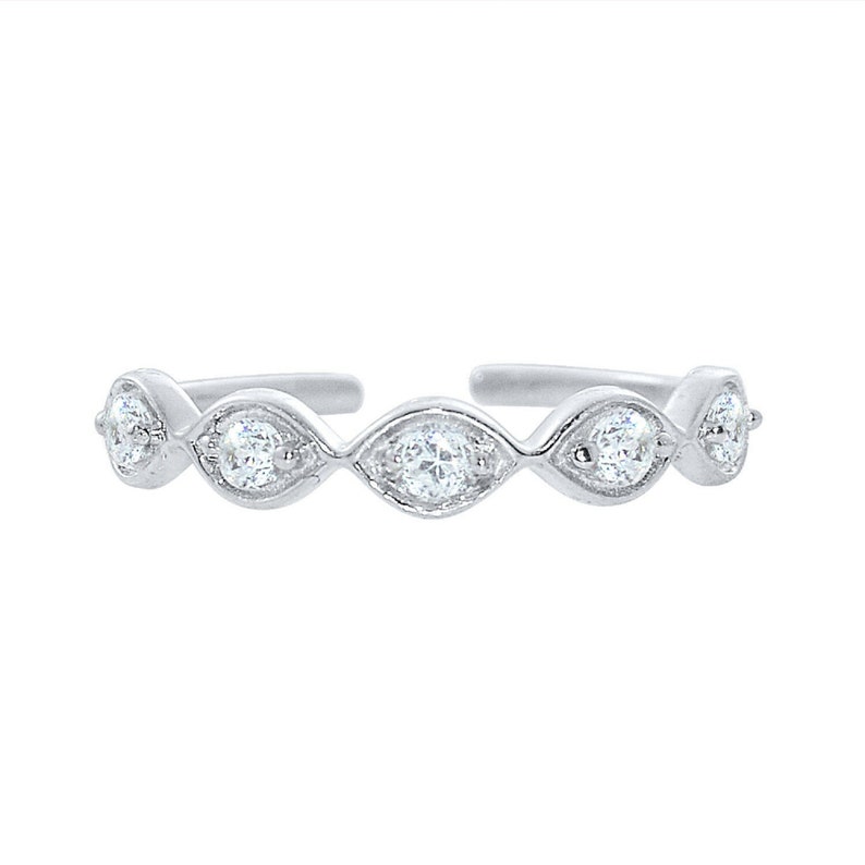 0.35 Ct Round Cut Diamond Infinity Adjustable Toe Ring In 14k White Gold Finish