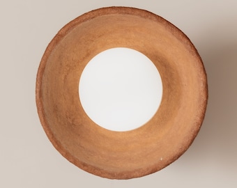 Round Wall Sconce (size 25 cm) - Clay Round Wall Light, Ceramic Led Wall Sconce ideal for Bedroom, Living room, Bathroom