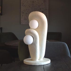 Minimal Bedside Light, Lighting Japanese Table Lamp, Clay Table Lamp,  Home decor Night Lamp, Living Table Lamp, Ceramic Handmade Lamp