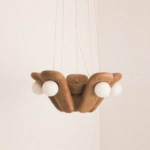 Clay Pendant Light, Clay Chandeliers, Pendant Lamps - Handmade hanging lamps. Five petals - medium (Solo of Zakohani)