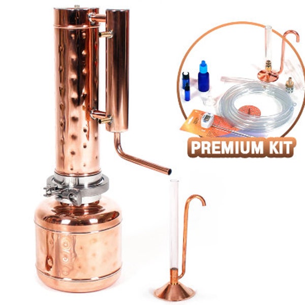 Essential Oil Distiller 2L (0.53G) - Essential Oil Steam Distillation Equipment -  Premium Kit - Copper Pro Oil Distiller Kit