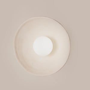 Handmade Textured Clay Wall Sconce, Cordless Bathroom Light