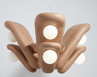 Handmade Clay Pendant Chandelier, Petal Design Hanging Lamp