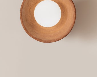 Round Wall Sconce (size 25 cm) - Clay Round Wall Light, Ceramic Led Wall Sconce ideal for Bedroom, Living room, Bathroom
