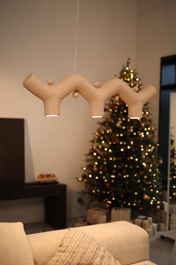 Clay Pendant Lamp, Handmade Chandelier for Living Room