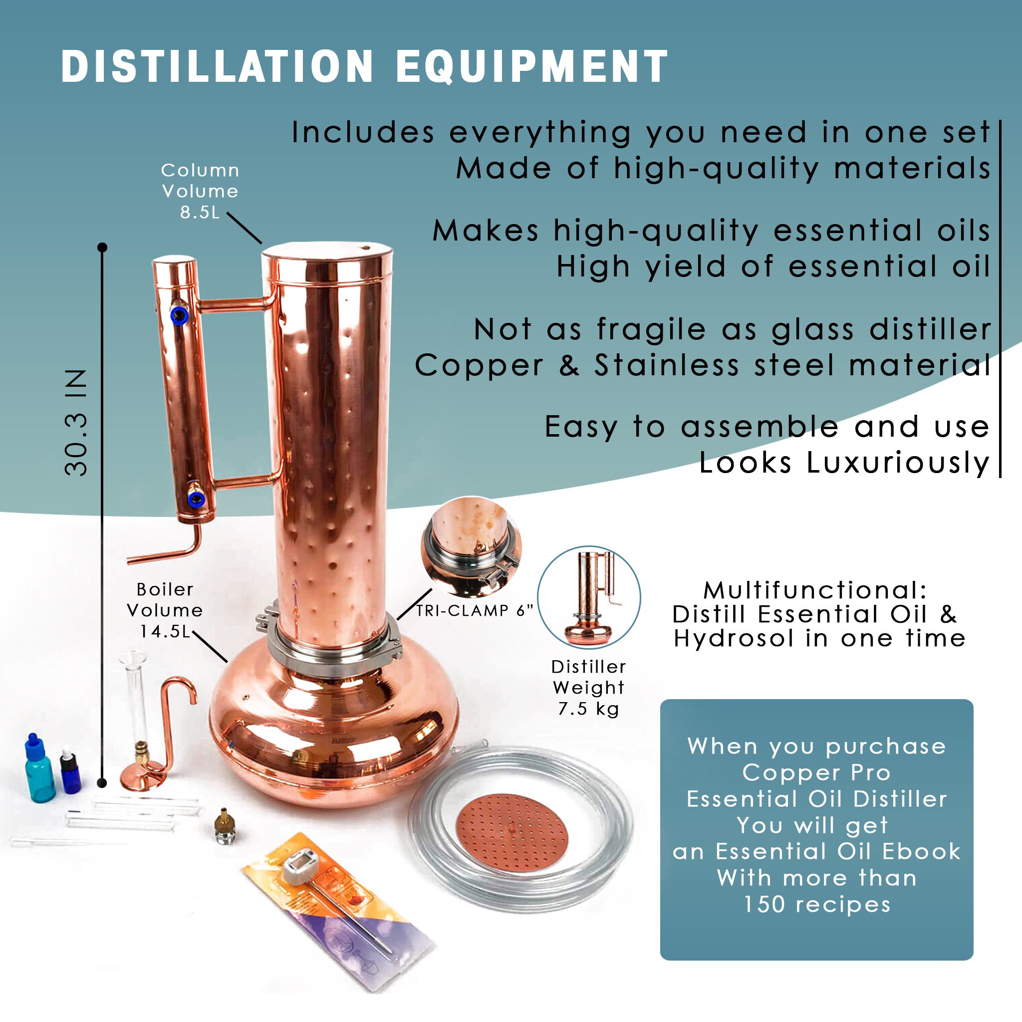 Essential Oil Distiller 14L Copper Pro Professional Kit Etsy