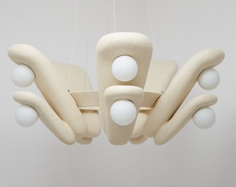 Handmade Ceramic Chandelier Lighting, Modern Hanging Lamp