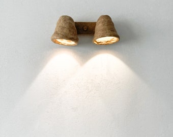 Aplique de campana de pared de cerámica (2 lámparas), luces de campana montadas en la pared de arcilla, lámpara de pared de tarro de campana elegante para dormitorio, sala de estar, baño - Pecherni