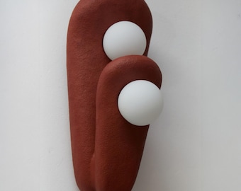 Handmade Wall Sconce, Unique Wabi Sabi Clay Ceramic Light