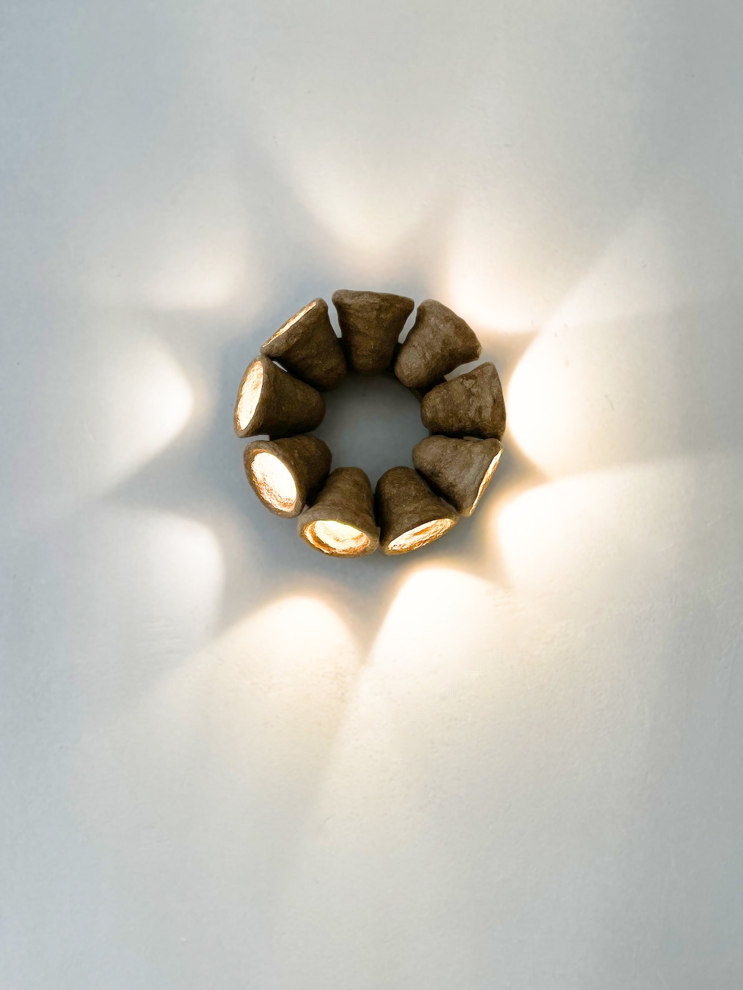 Circle Wall Sconce Clay Full Circle Wall Light, Ceramic Wall Bell ...