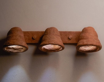 Handmade Clay Wall Sconce, 3 Bells, Scandi Night Light